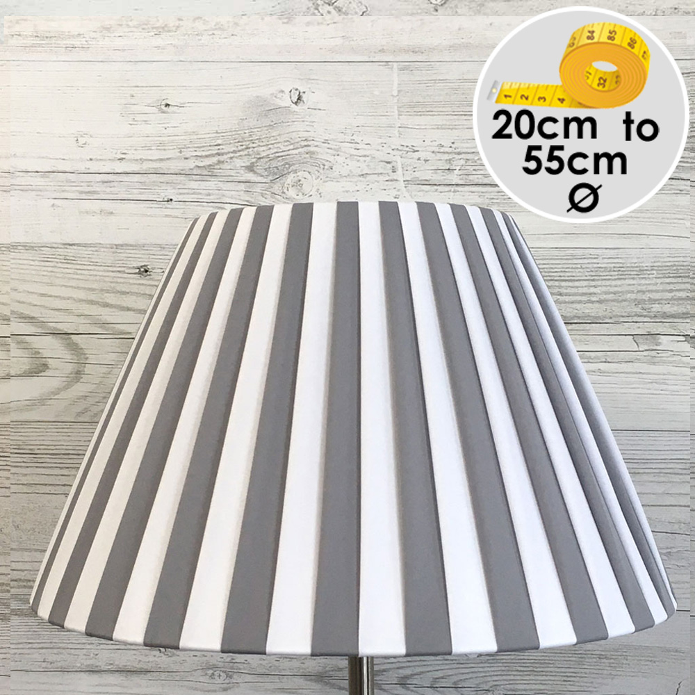 Pleated Empire Lampshade in Grey and White Stripe.