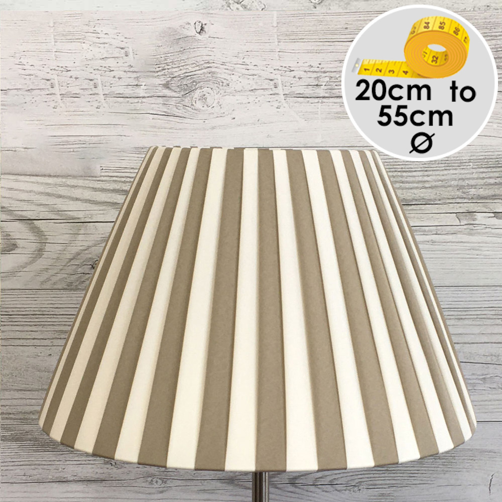 Pleated Empire Lampshade in Khaki and Cream Stripe.