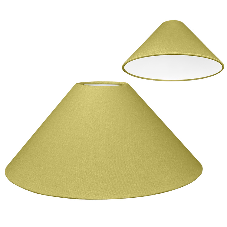 Kiwi green coolie lampshade shown with standard white PVC lining option