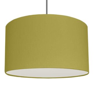 Kiwi green brushed cotton drum pendant lampshade with diffuser.