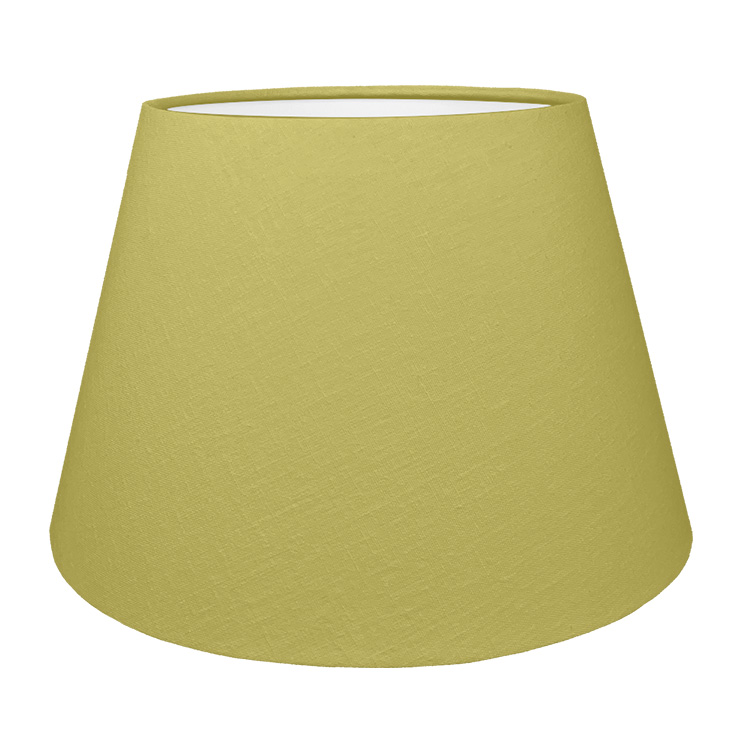 A Kiwi Green tapered lampshade with white lining