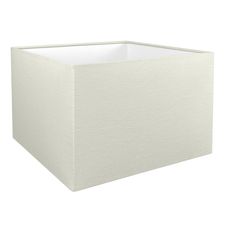 The square lampshade in off white shown with the standard white PVC lining option