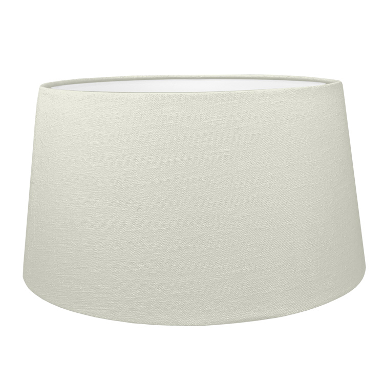 French drum in a Off White Brushed Cotton style lampshade shown with the white lining option