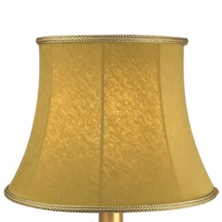 Old gold brushed cotton bowed drum lampshade with soft textured finish