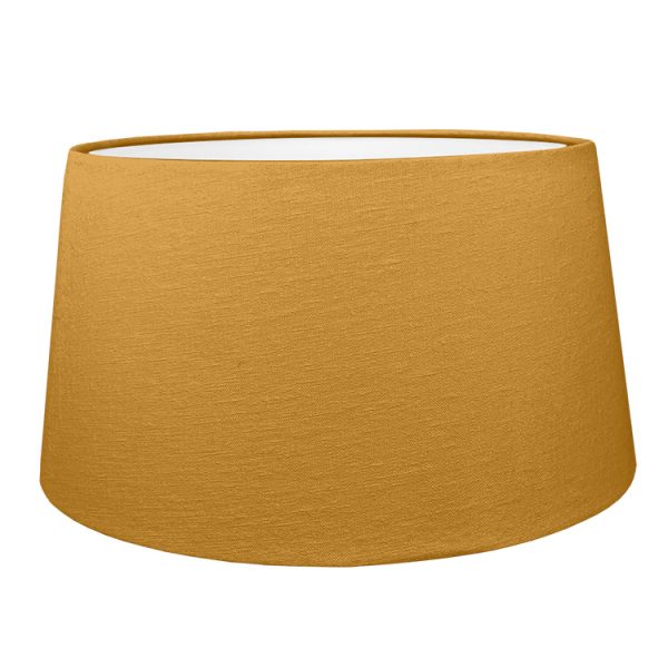 Classic Old Gold french drum style lampshade shown with the white lining option