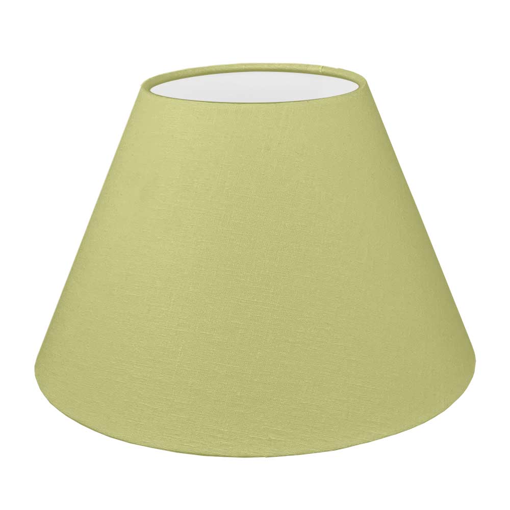 Pear green brushed cotton empire lampshade with white PVC lining.