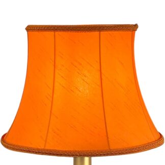 Pumpkin faux silk bowed drum lampshade with subtle dupion texture