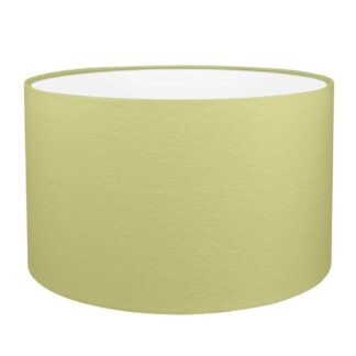 Pear green brushed cotton drum lampshade with white PVC lining.