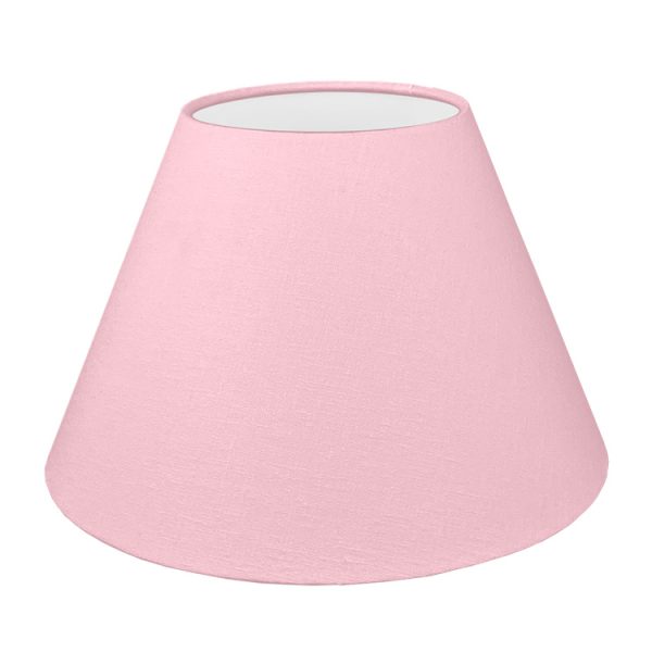 Our pink empire lampshade shown with a standard white PVC lining