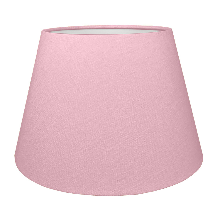 A Pink tapered lampshade with white lining