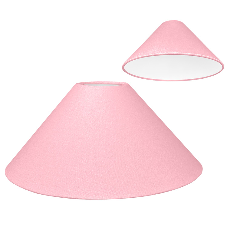 Pink coolie lampshade shown with standard white PVC lining option