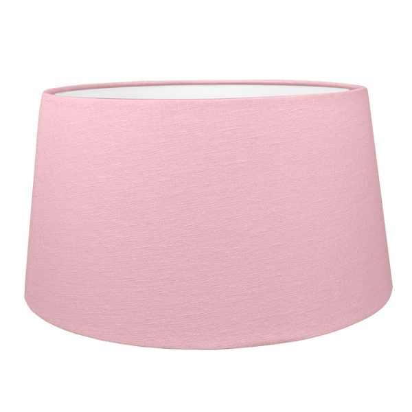 Pretty Pink french drum style lampshade shown with the white lining option