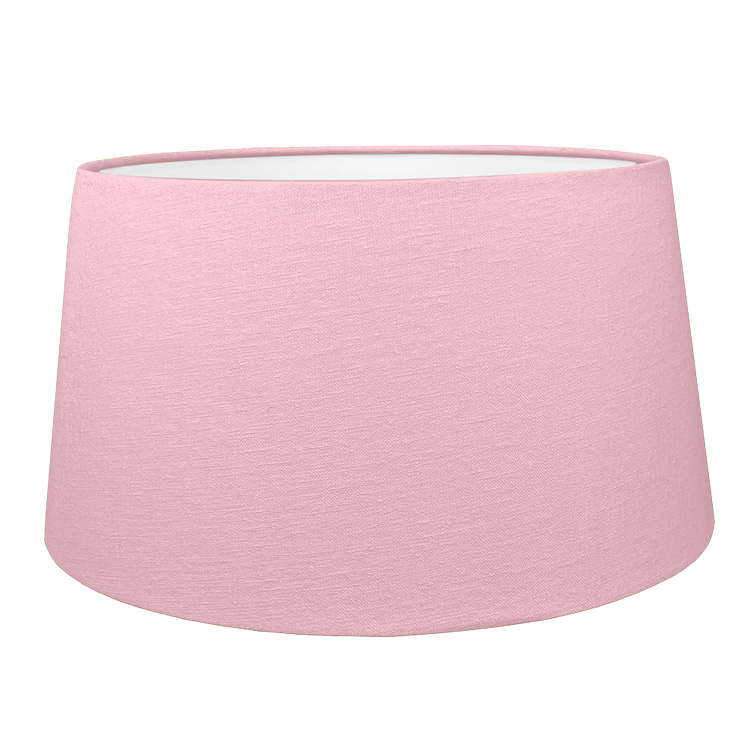 Pretty Pink french drum style lampshade shown with the white lining option