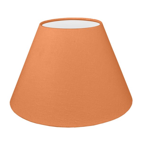 Our orange empire lampshade shown with a standard white PVC lining