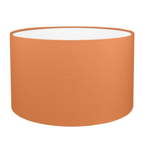 A orange drum lampshade with white PVC lining