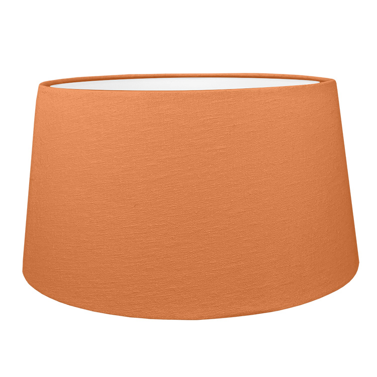 Orange french drum style lampshade shown with the white lining option