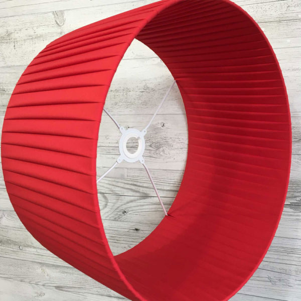 Red Pleated Drum Lightshade shown on its side