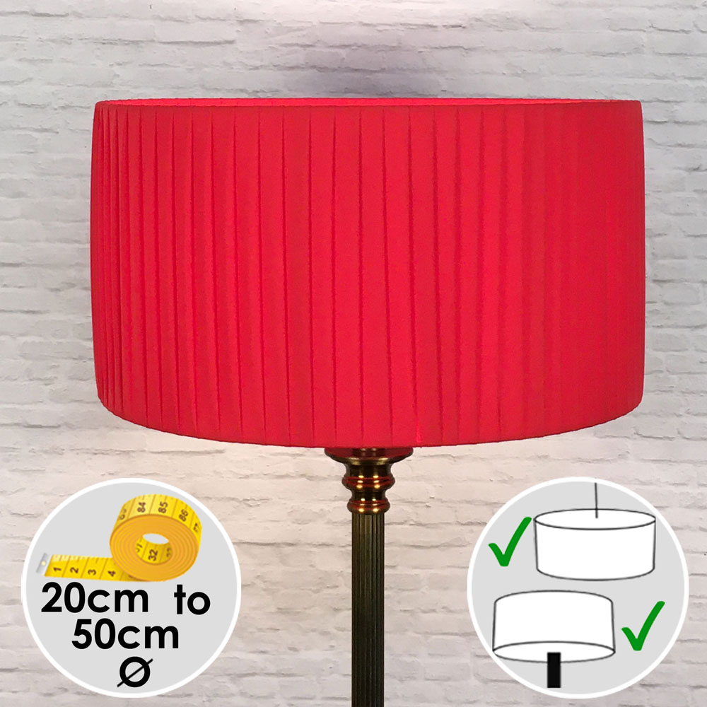 Pleated Drum Lampshade in Red Ribbon. Switched On