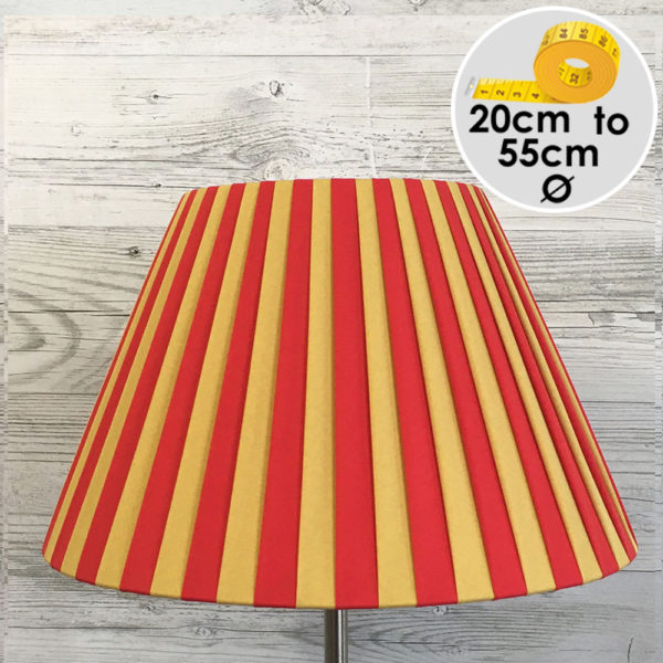 Pleated Empire Lampshade in Red and Gold Stripe.