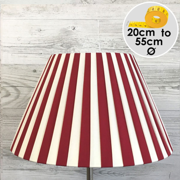 Pleated Empire Lampshade in Burgundy and Cream Stripe.