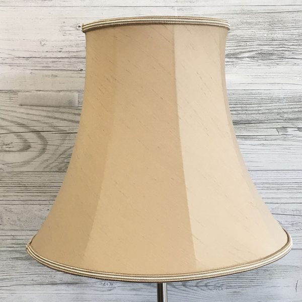 Traditional Fawn Faux Silk Bowed Empire Lampshade with a two tone fawn and oyster Soutache trim for all Table, Floor and Standard Lamps