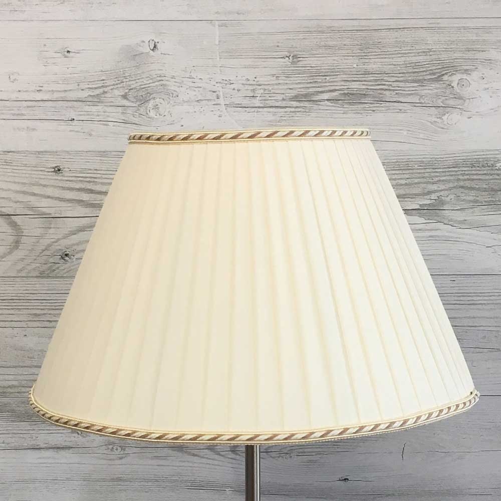 Cream Pleated Empire Lampshade with fawn rope trim