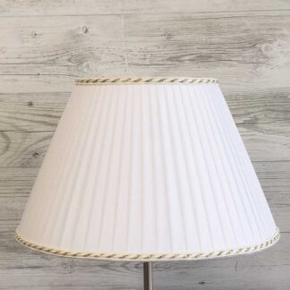 White Pleated Empire Lampshade with White and Gold Rope trim