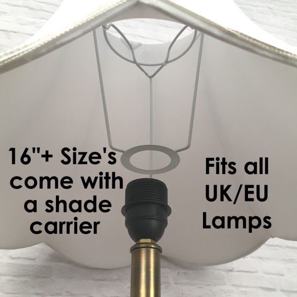 An example image of a shade carrier used on traditional lampshades 16" and above