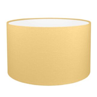 Soft Gold brushed cotton drum lampshade with white PVC lining.