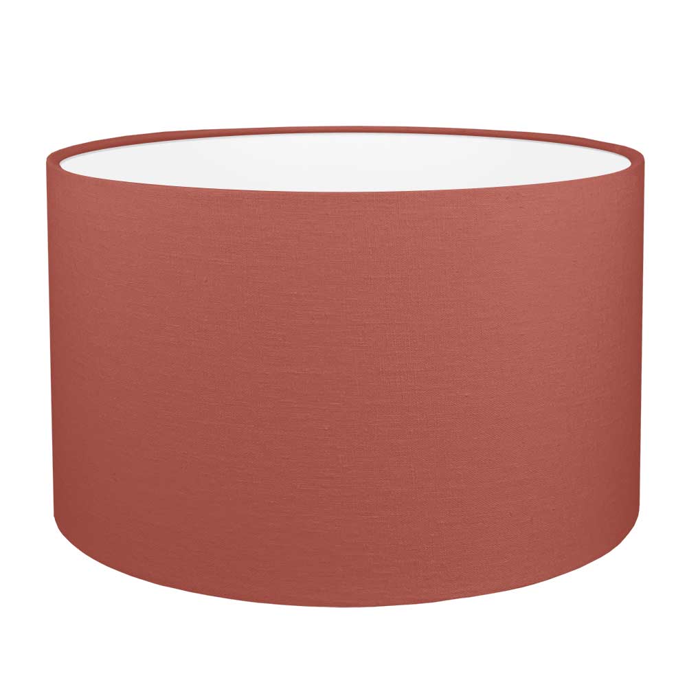 Spice brushed cotton drum lampshade with white PVC lining.