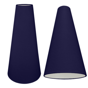 Navy Plain Cotton Outer Fabric on Tall Cone Lampshade