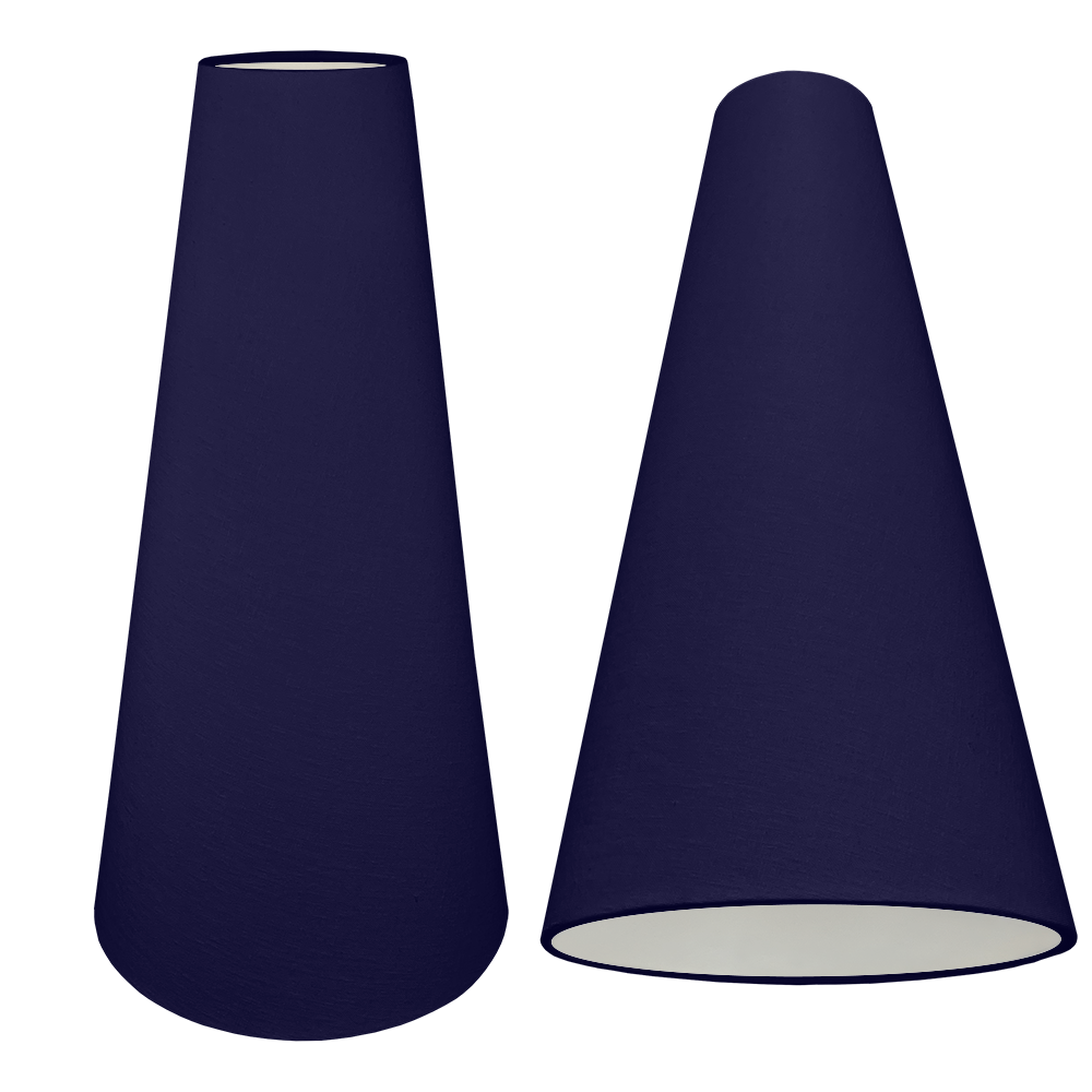 Navy Plain Cotton Outer Fabric on Tall Cone Lampshade