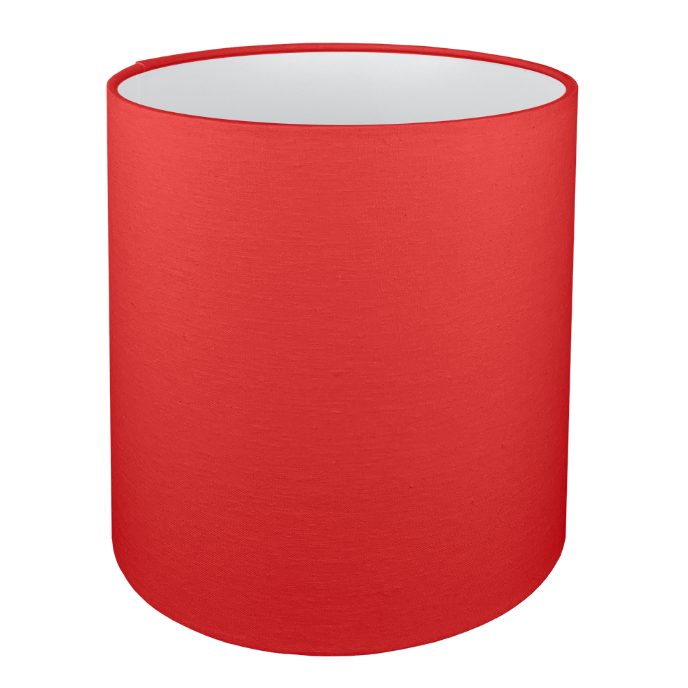 Plain Cotton Red Outer Fabric on Tall Drum Lampshade