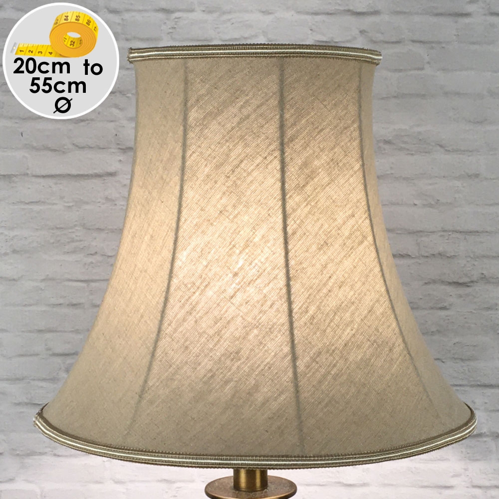 Traditional Husk Linen Bowed Empire Lampshade with a matching two tone soutache trim for all Table, Floor and Standard Lamps, switched on