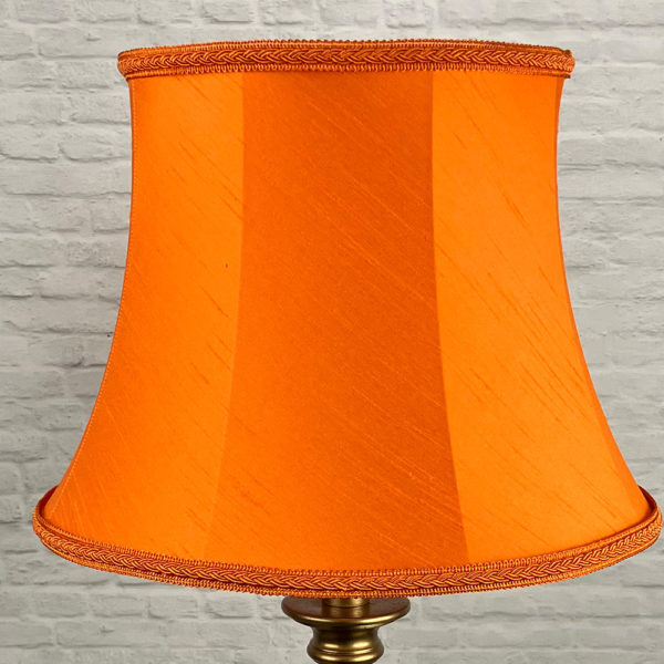 Vibrant Orange Faux silk Lampshade with Matching Plaited Rope for traditional floor lamp switched off