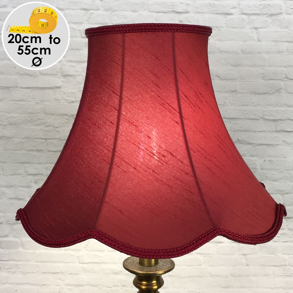 Vintage Ruby Scalloped Lampshade on a Table lamp