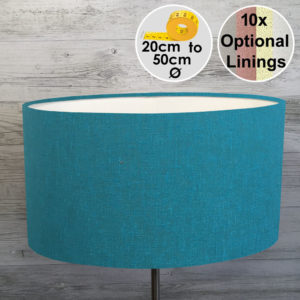 Turquoise Oval Lampshade on Grey Background for table lamps and floor lamps.