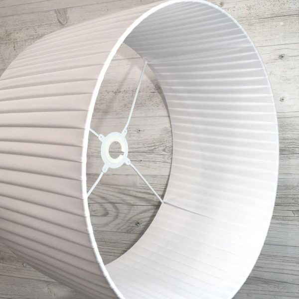 Inside view of white pleated drum lampshade