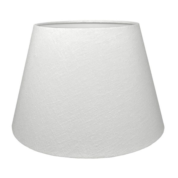 A White tapered lampshade with white lining