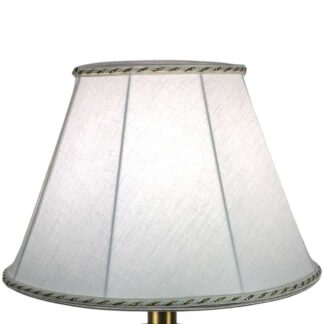 White brushed cotton empire lampshade with white and gold rope trim