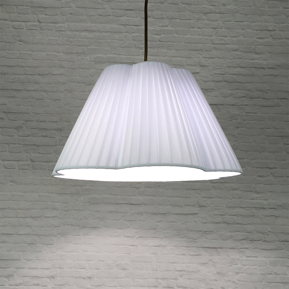 White scalloped pleated Pendant Light Shade