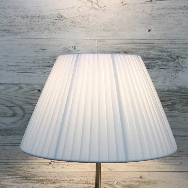 Knife Pleated Empire Lampshade in White Ribbon. Switched On