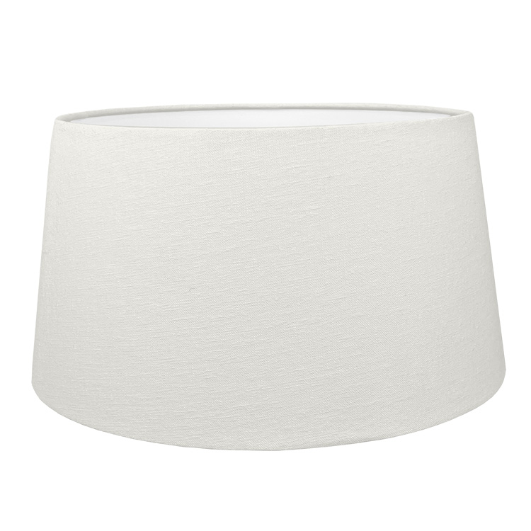 White french drum style lampshade shown with the white lining option