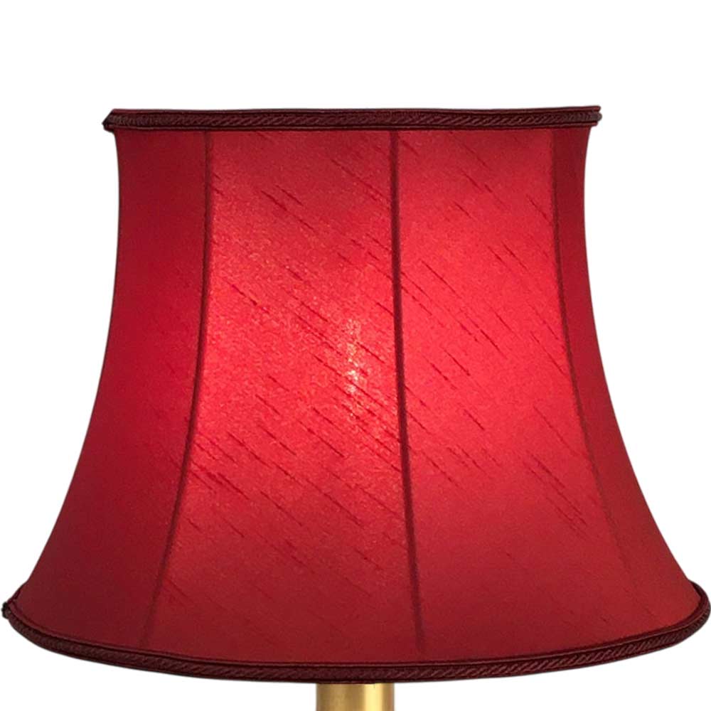 Burgundy faux silk bowed drum lampshade with subtle dupion texture
