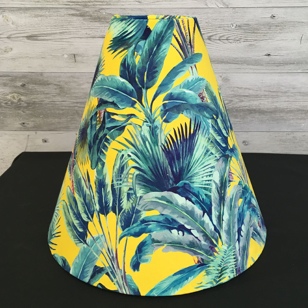 Yellow tropical palm cone lampshade front view