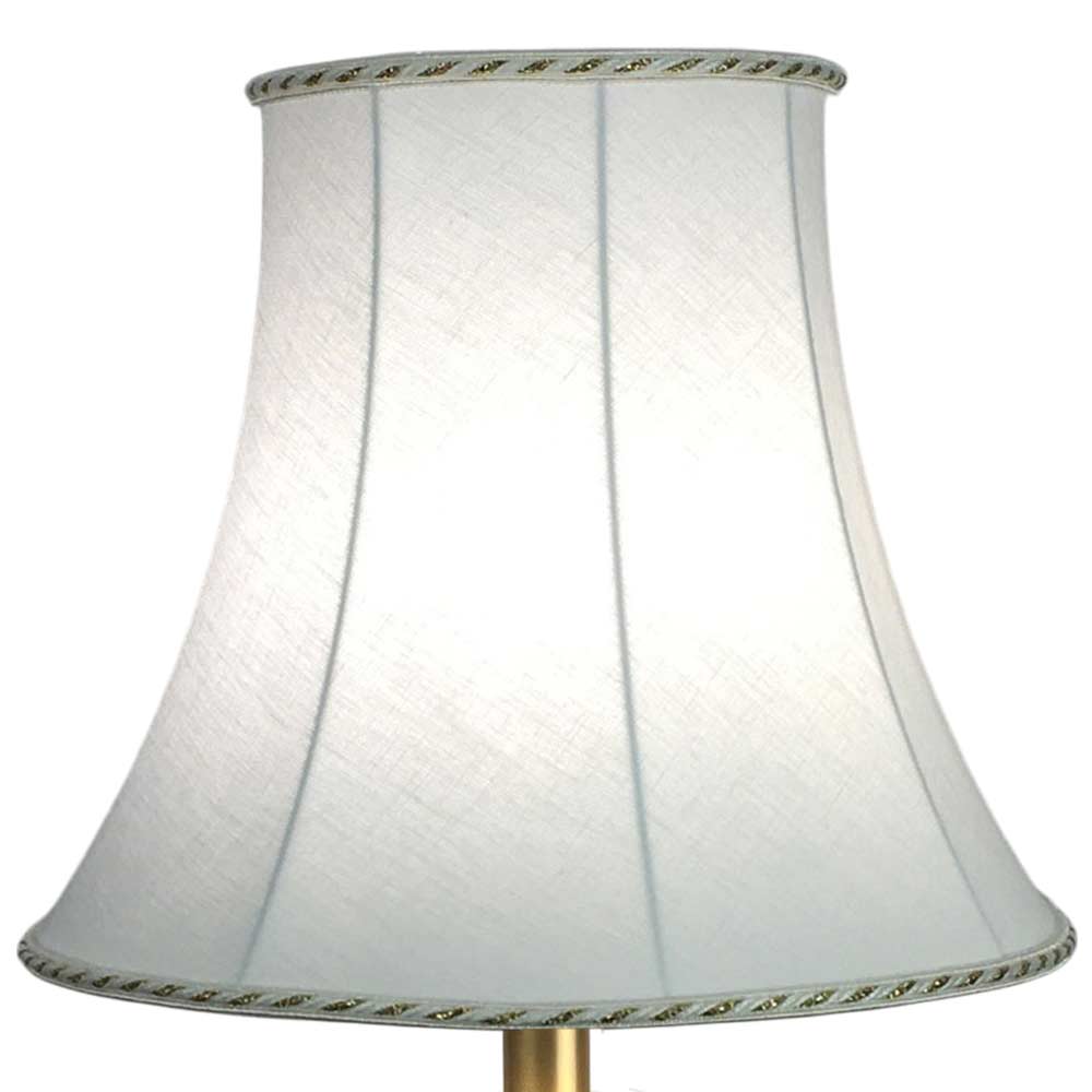 White brushed cotton bowed empire lampshade with white and gold rope trim