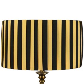 Black and gold pleated drum lampshade