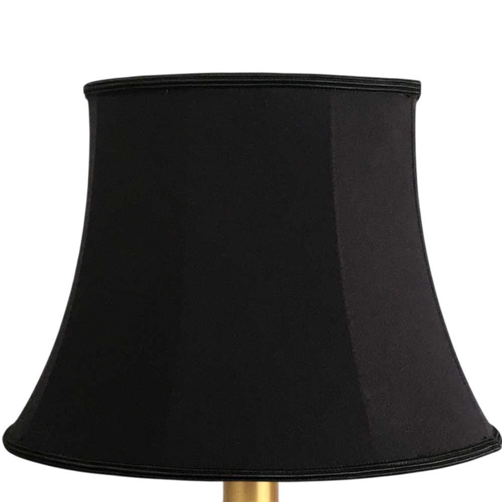 Black brushed cotton bowed drum lampshade with soft textured finish