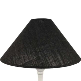 Black hessian coolie lampshade with natural woven texture