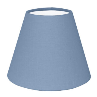 Blue brushed cotton empire candle shade with white PVC lining